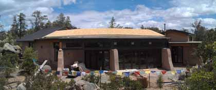 overhang keeps light out of the windows